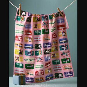 Anthropologie Pink Tins the Season Dish Towel Tin Fish